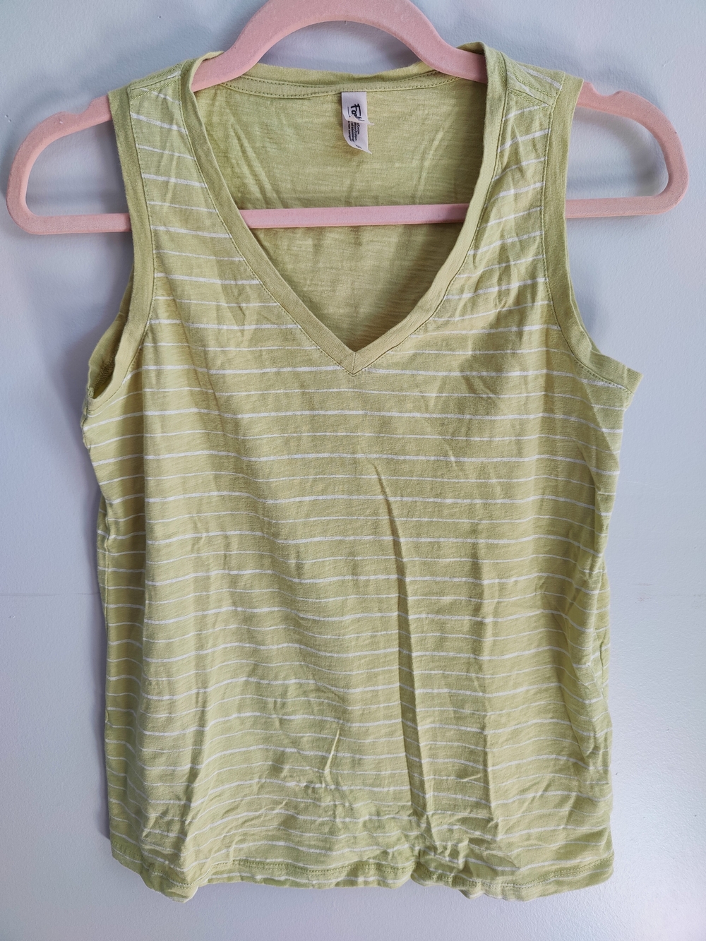 Light Green Striped V-Neck Sleeveless Top Size XS